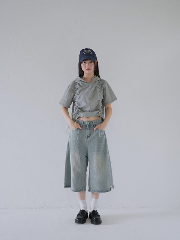 デニム ハーフパンツ 大人カジュアル レディース Uenui