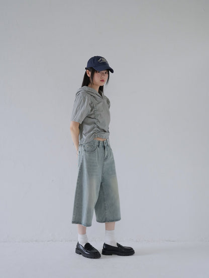 wide denim culottes