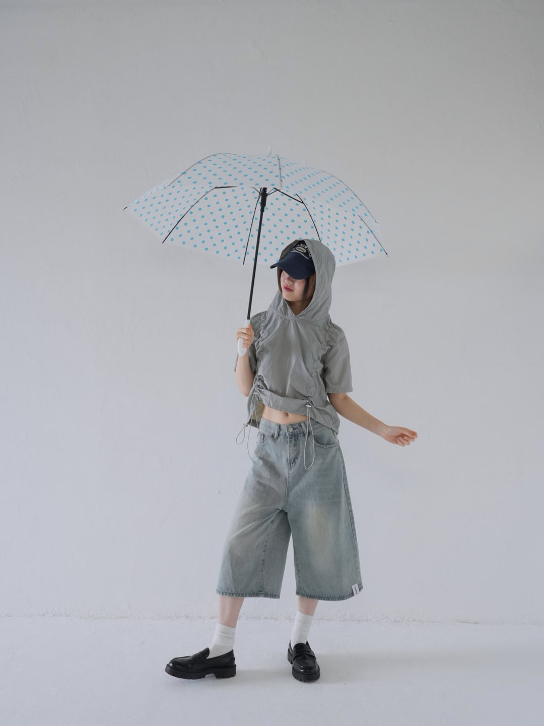 hooded drawstring crop tee