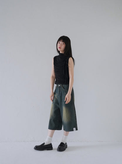 wide denim culottes