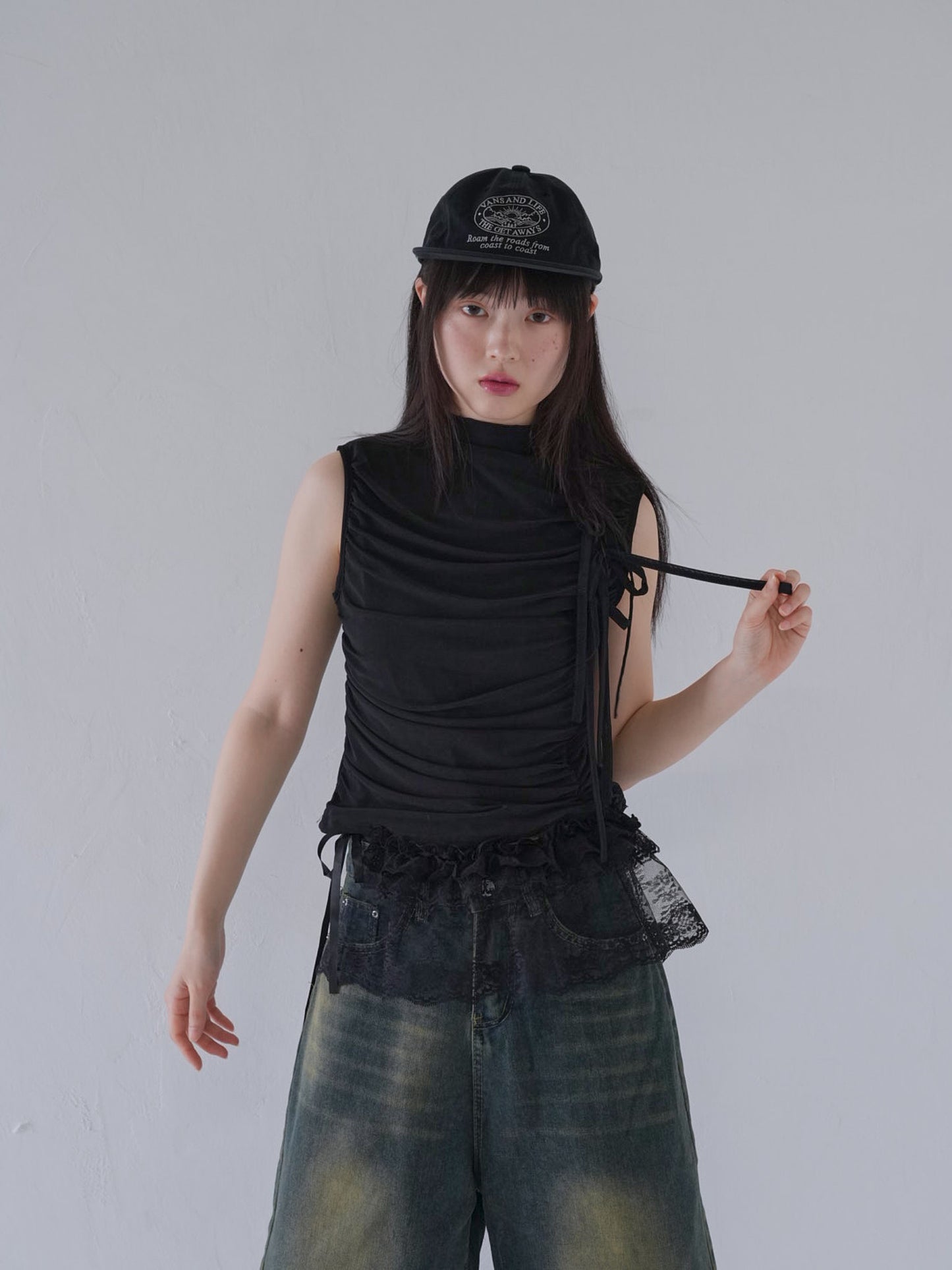 ribbon lace hip wrap skirt