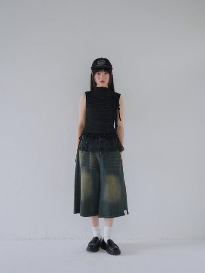 wide denim culottes