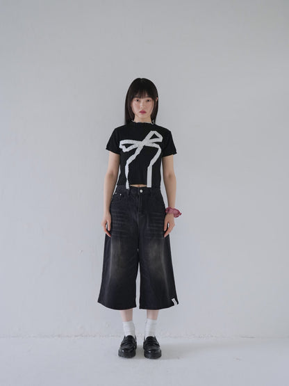 wide denim culottes