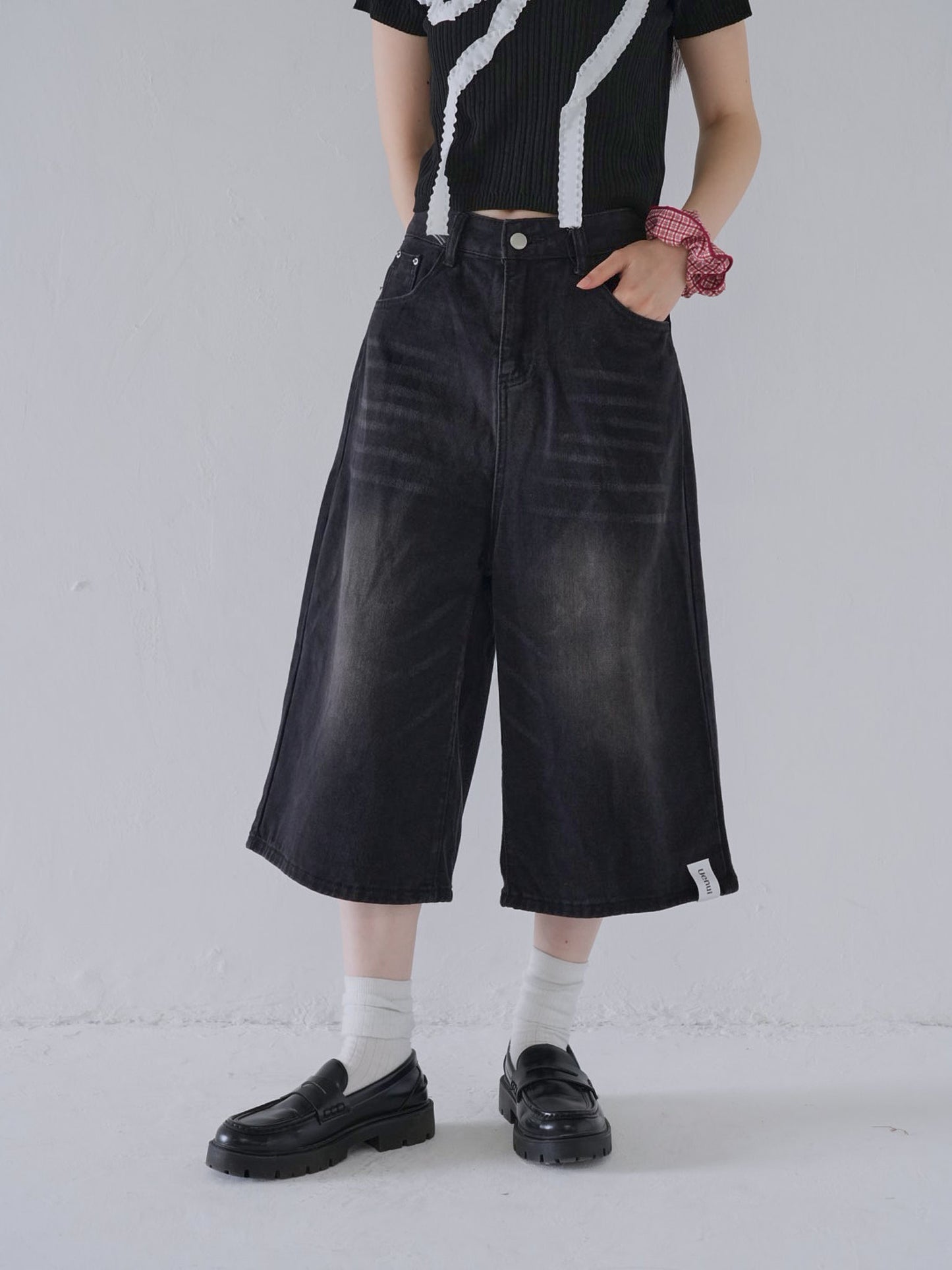 wide denim culottes