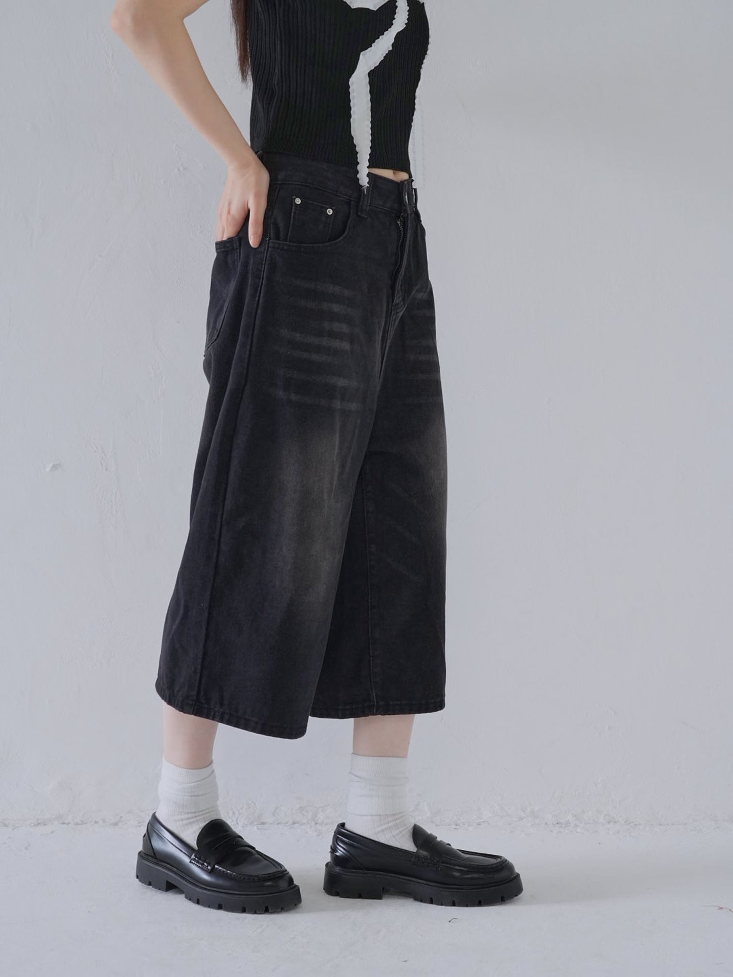 wide denim culottes