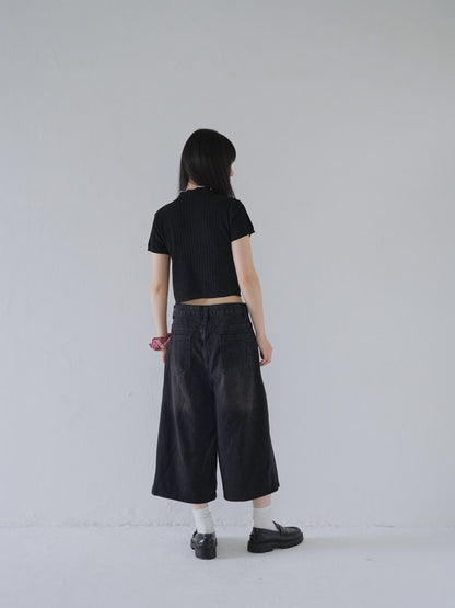 wide denim culottes