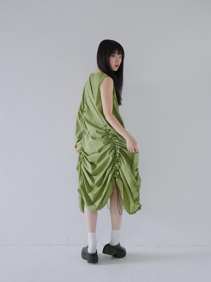 drawstring balloon maxi dress