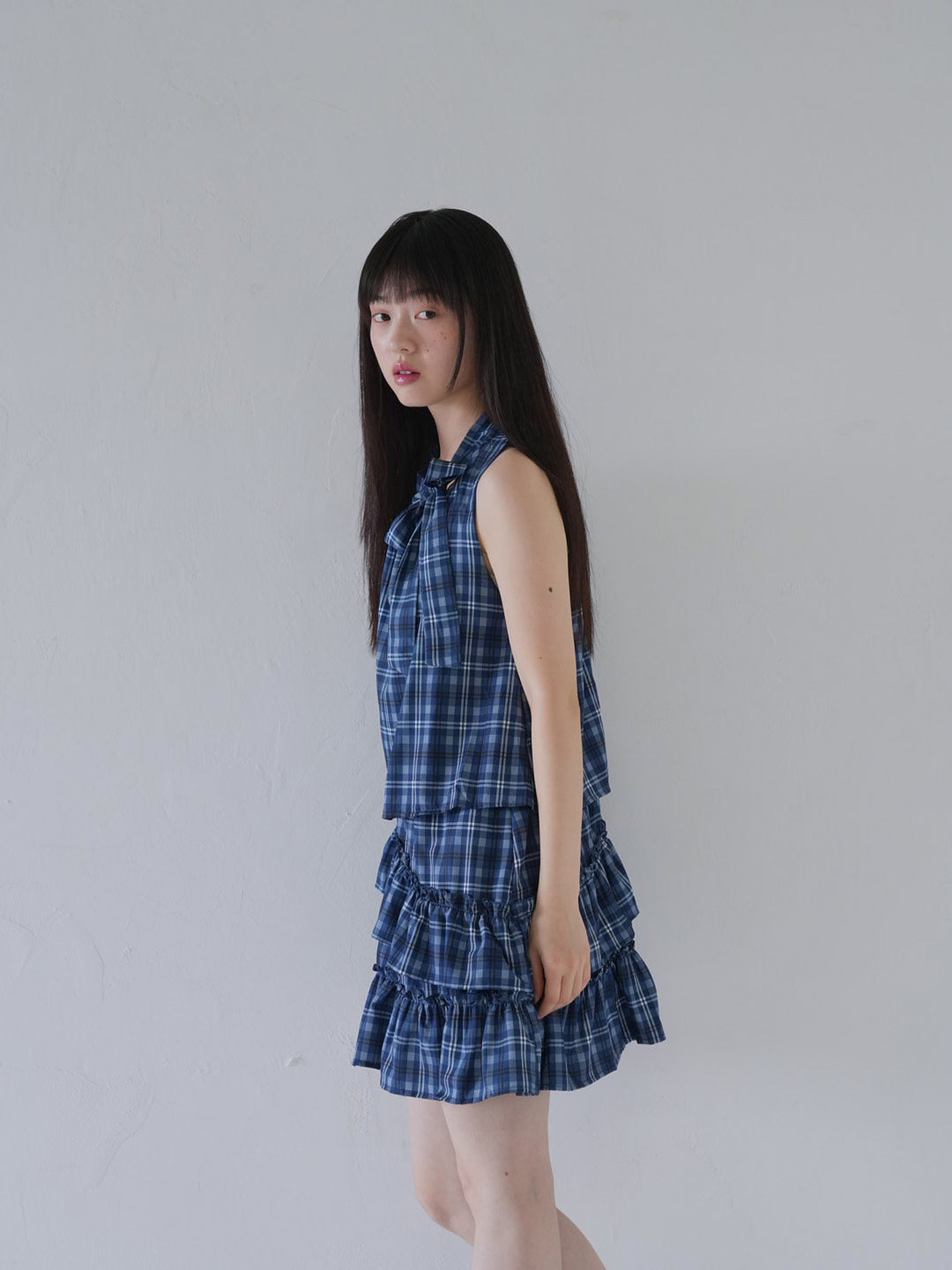 retro plaid ruffle one piece