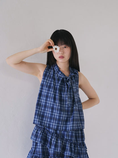 retro plaid ruffle one piece