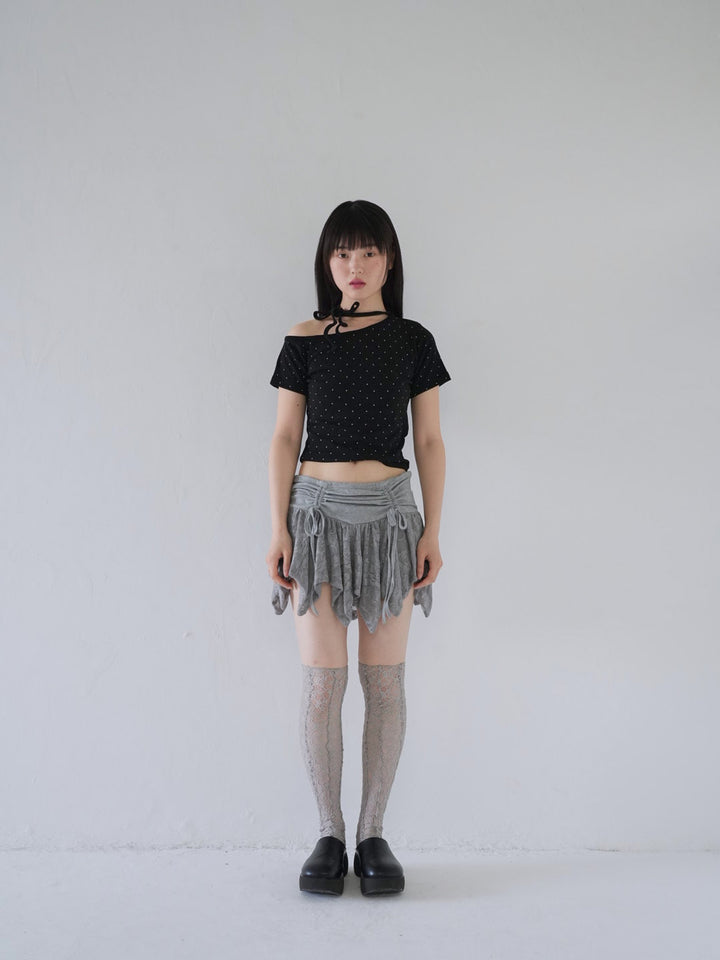 dot ribbon neck tee