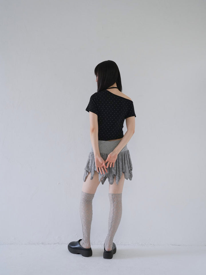 dot ribbon neck tee