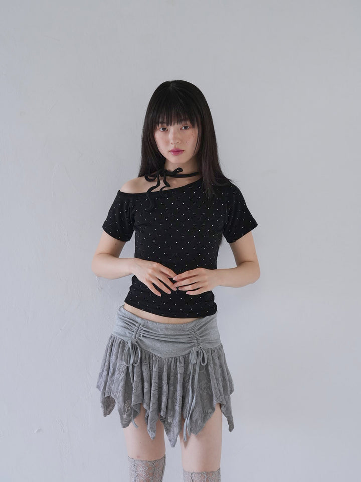 dot ribbon neck tee