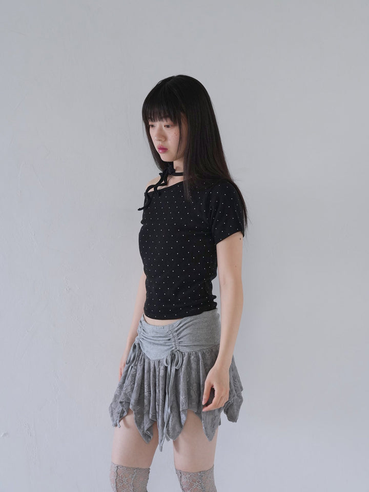 dot ribbon neck tee