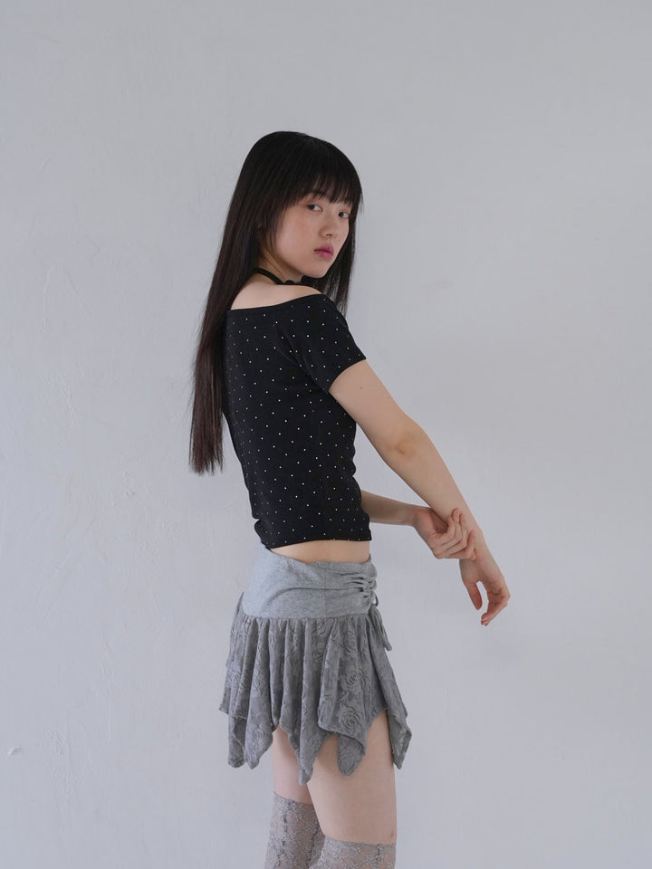 dot ribbon neck tee