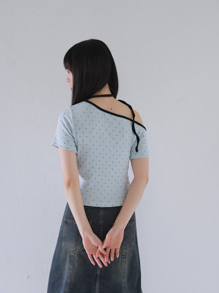 dot ribbon neck tee