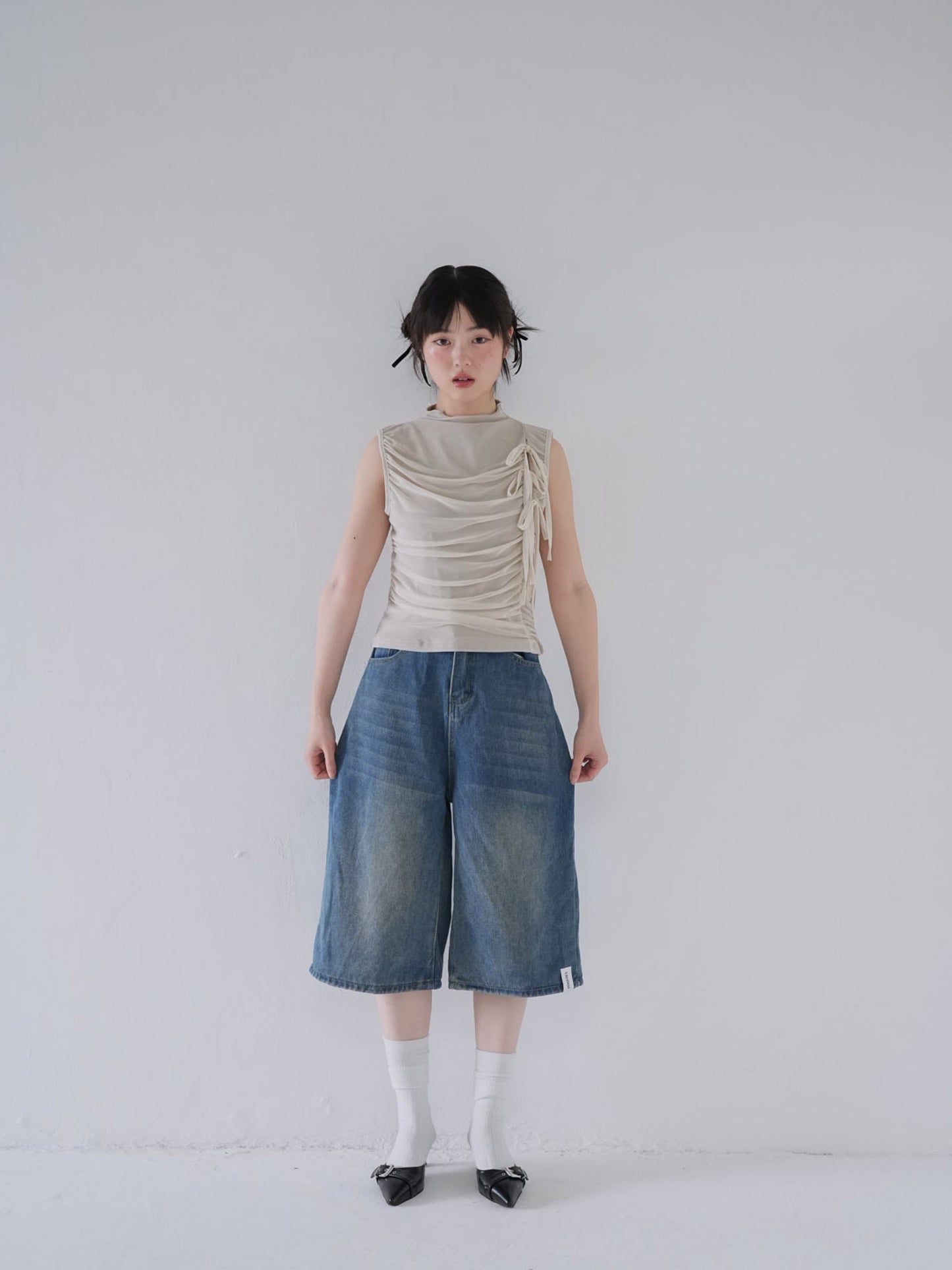 wide denim culottes