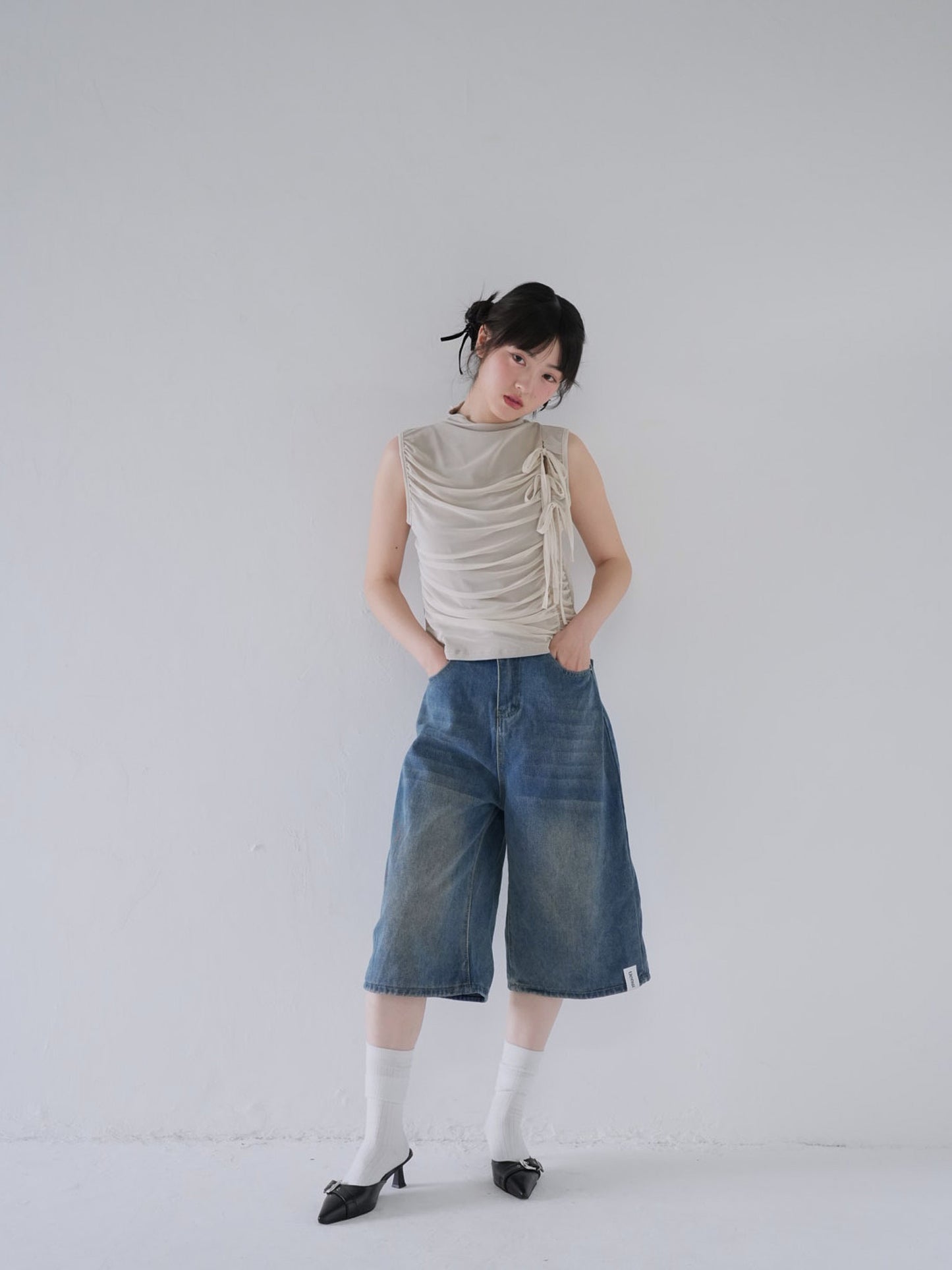wide denim culottes
