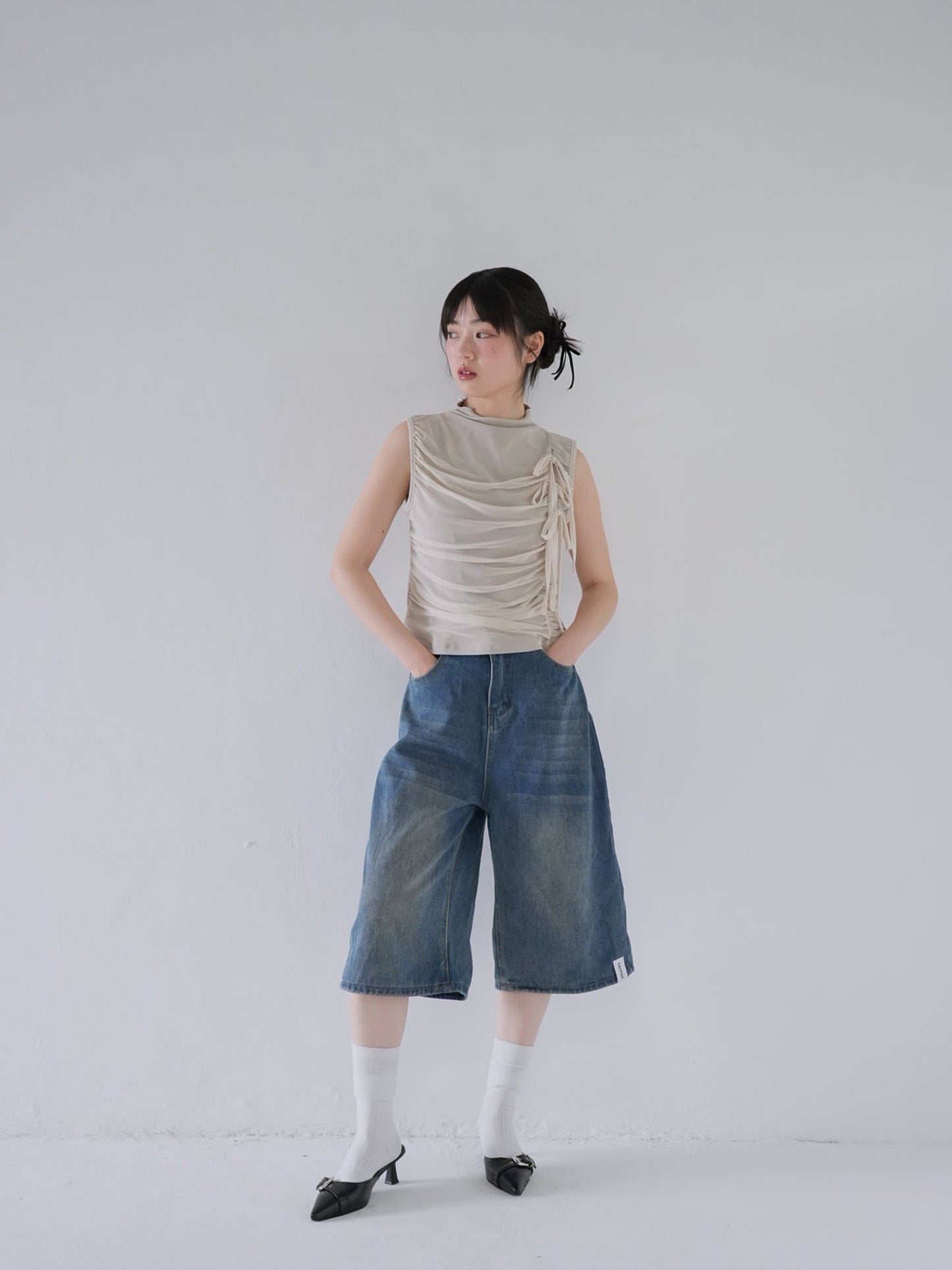wide denim culottes