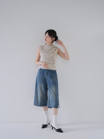 wide denim culottes