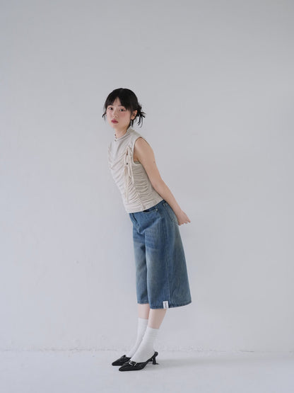 wide denim culottes