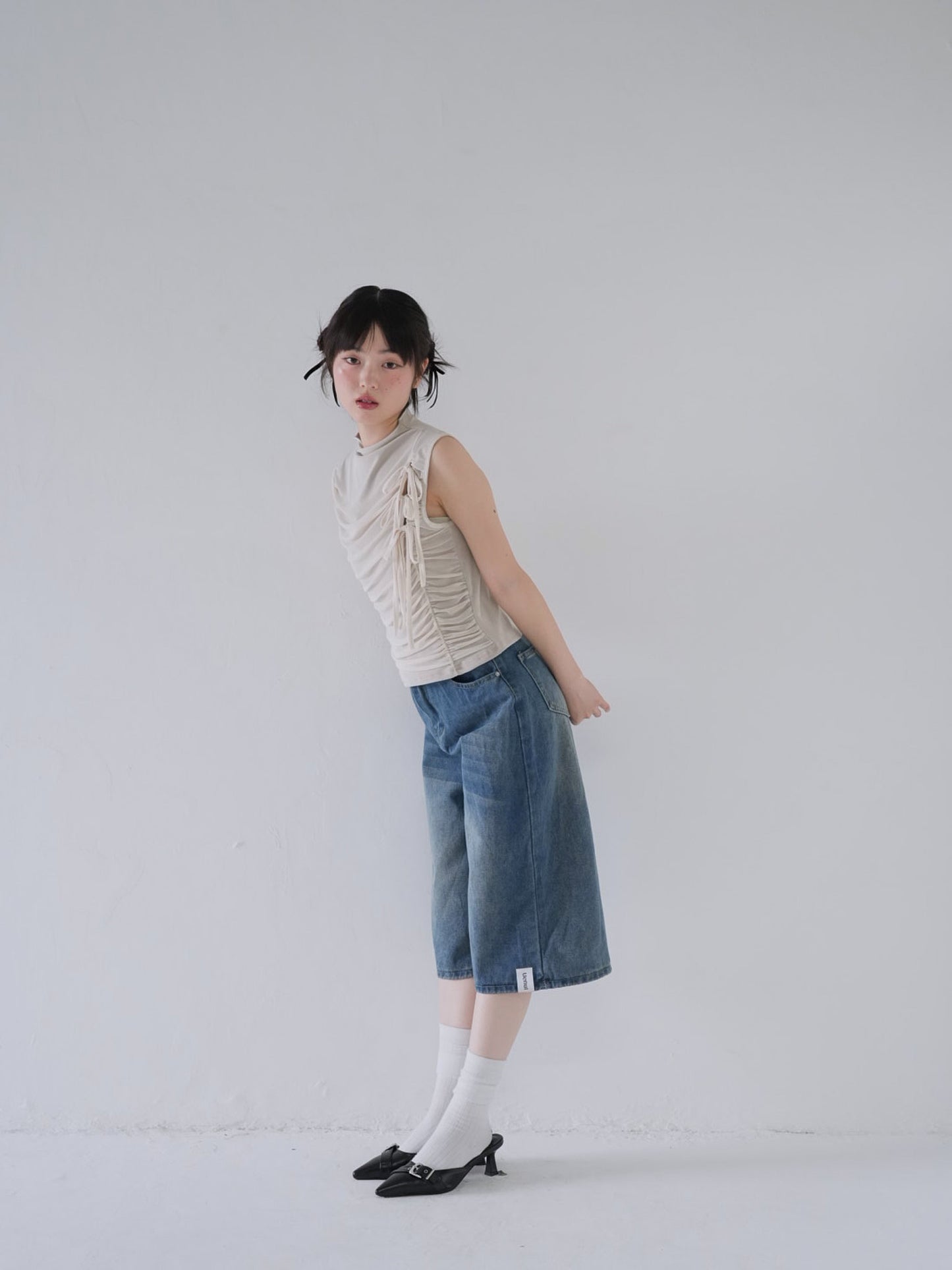 wide denim culottes