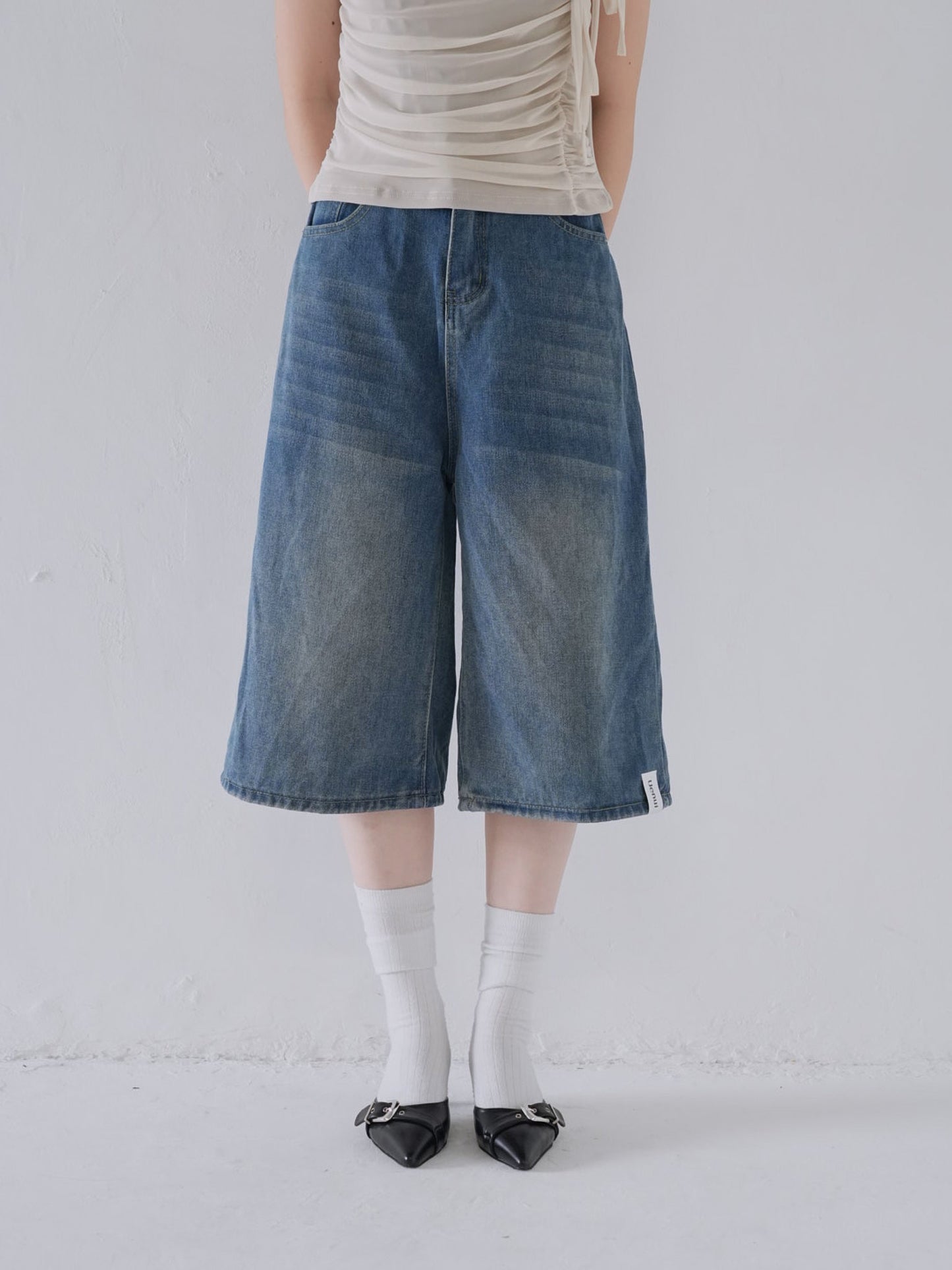 wide denim culottes