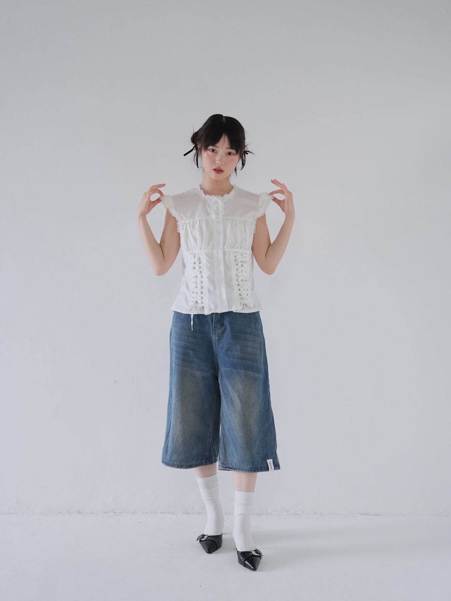 wide denim culottes