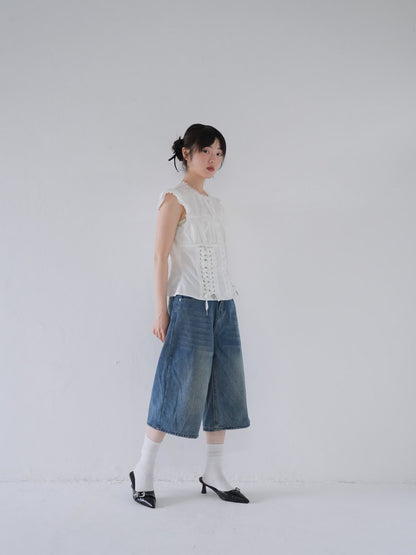wide denim culottes