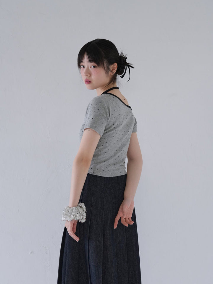 dot ribbon neck tee