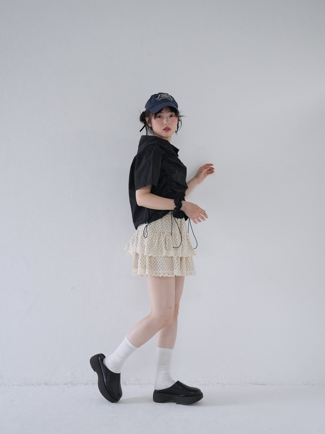 hooded drawstring crop tee