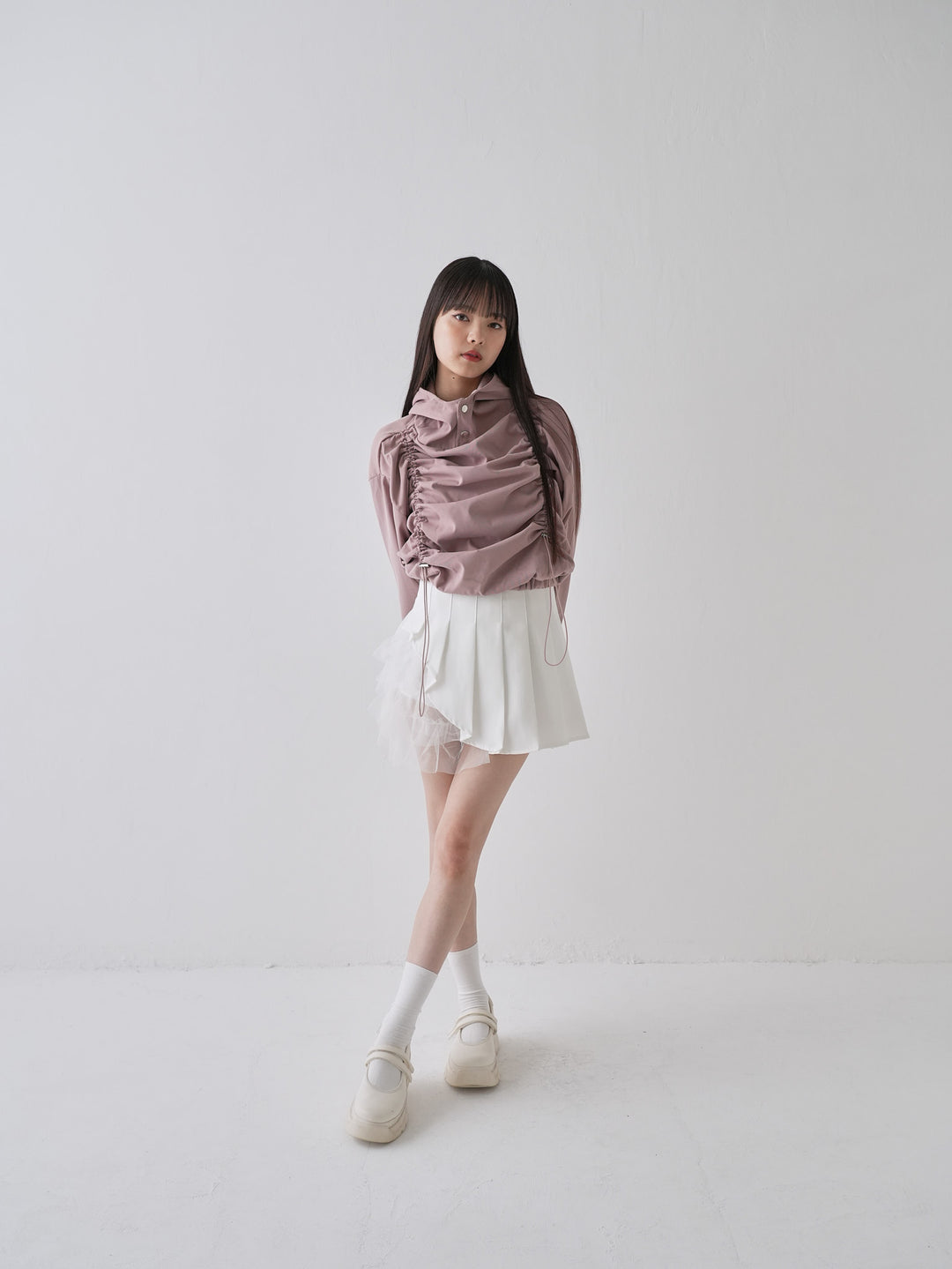 【9月10日発送予定】drawstring gather hoodie