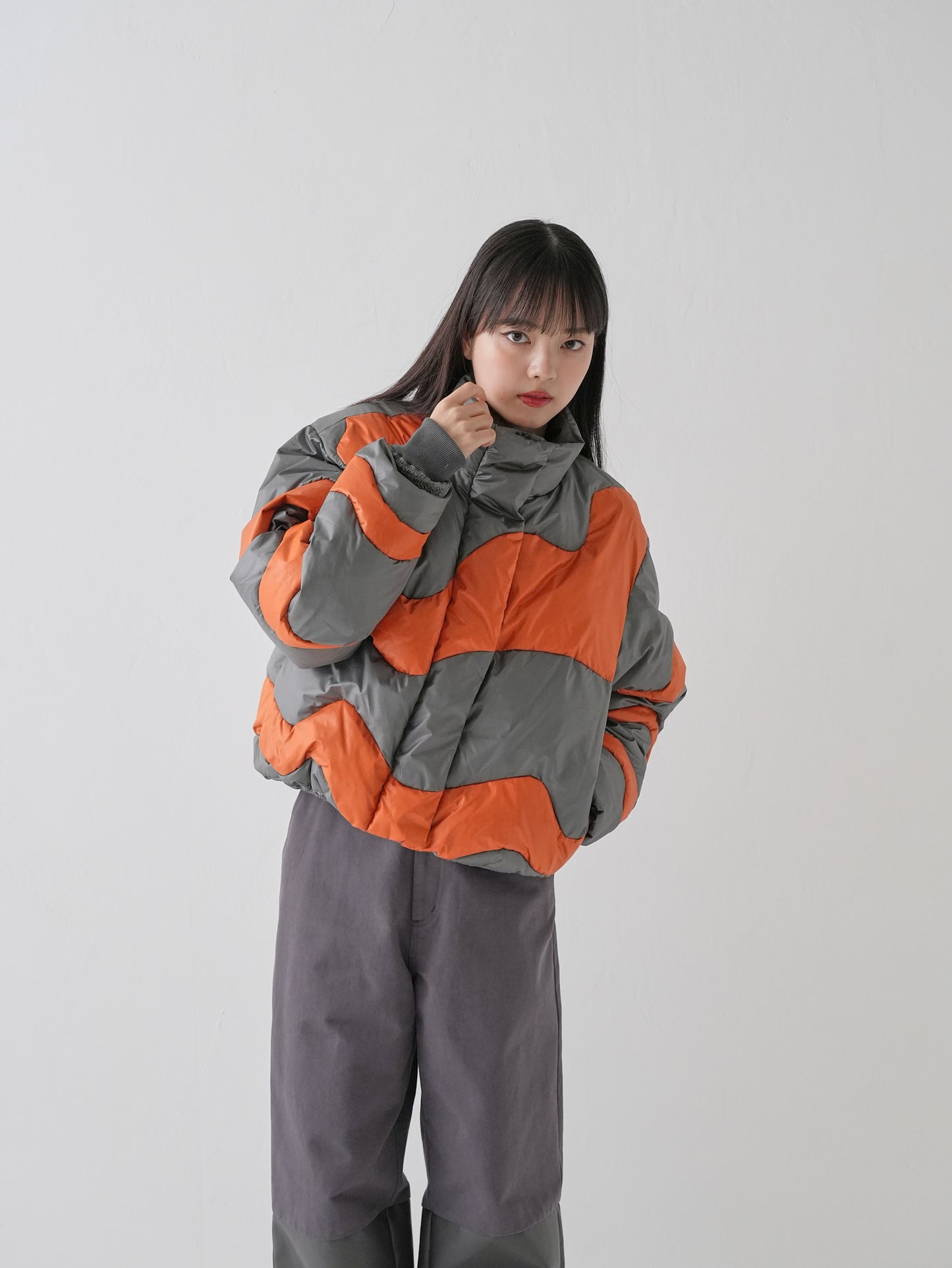 wave bicolor down jacket