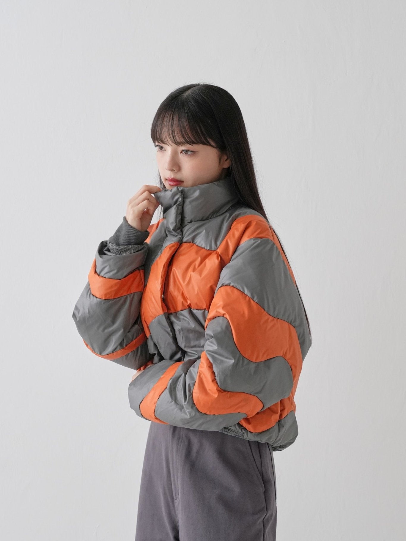 wave bicolor down jacket