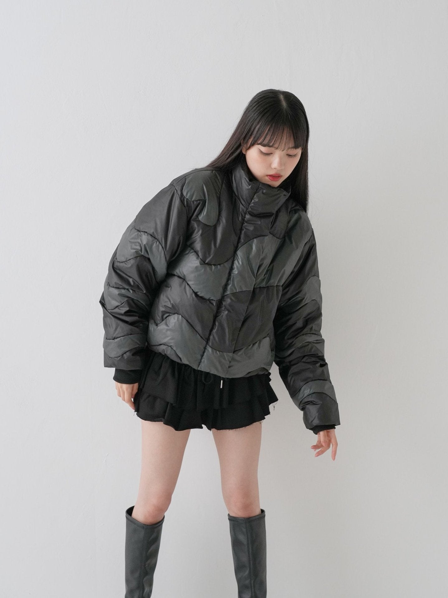 wave bicolor down jacket