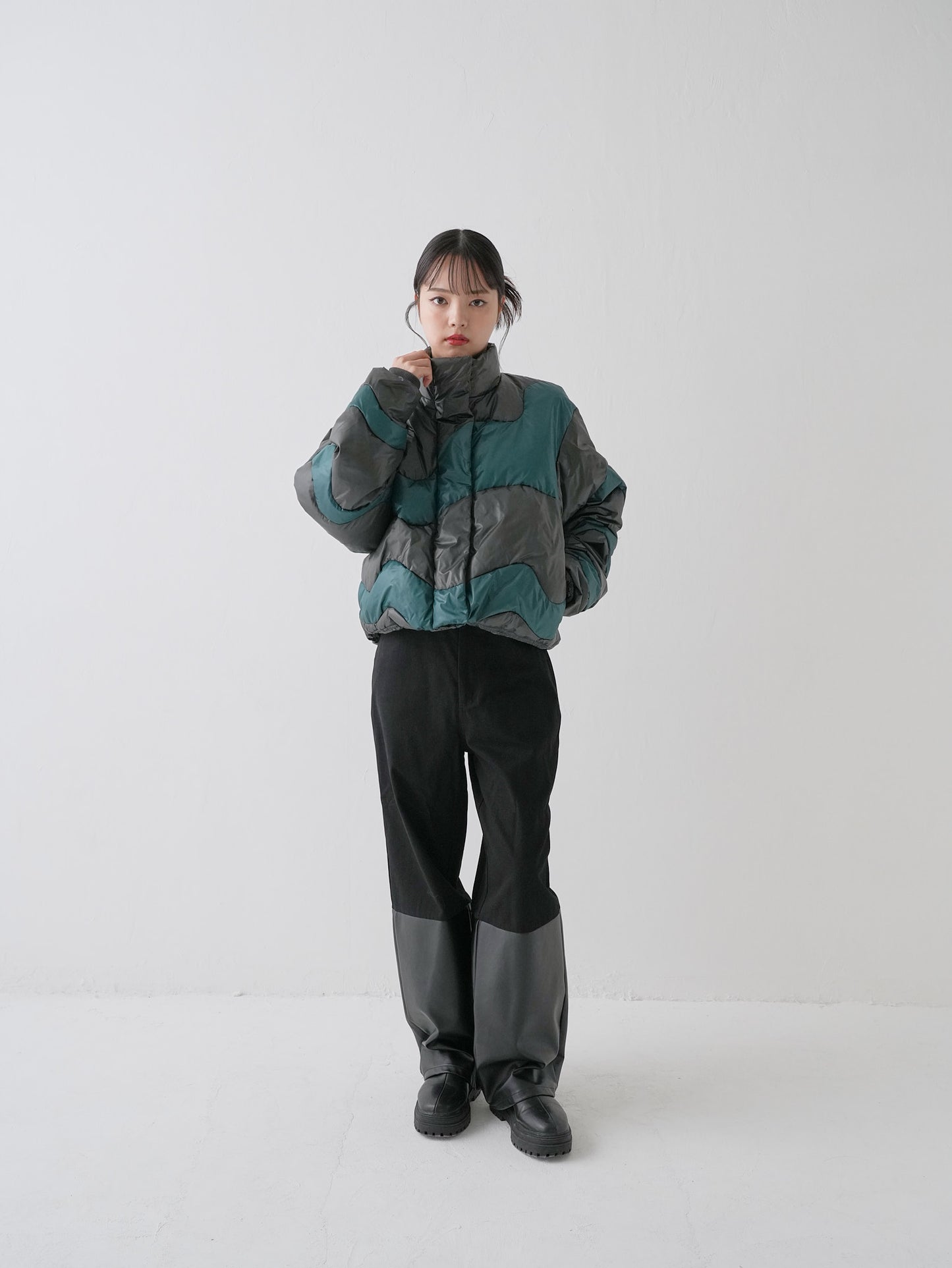 wave bicolor down jacket