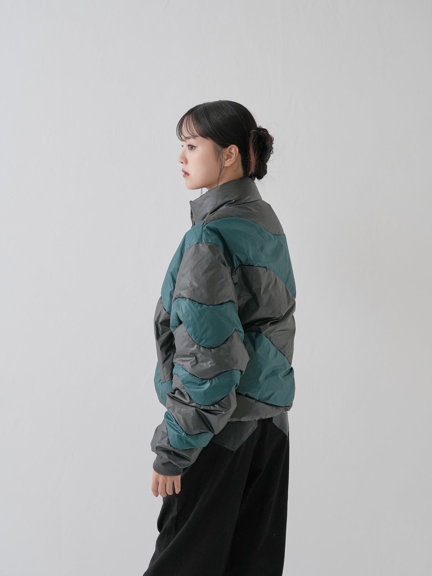 wave bicolor down jacket