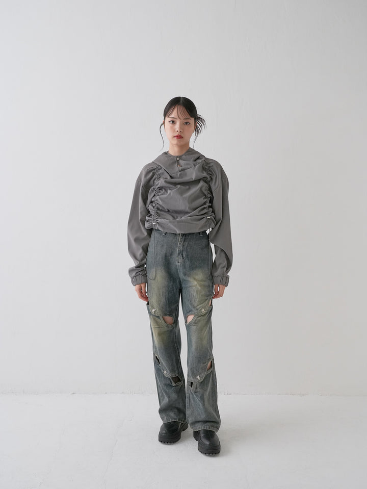 studs cut denim pants