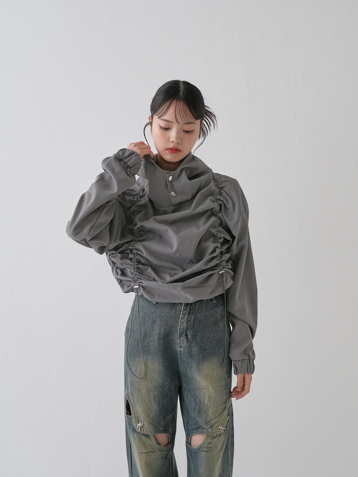 【9月10日発送予定】drawstring gather hoodie
