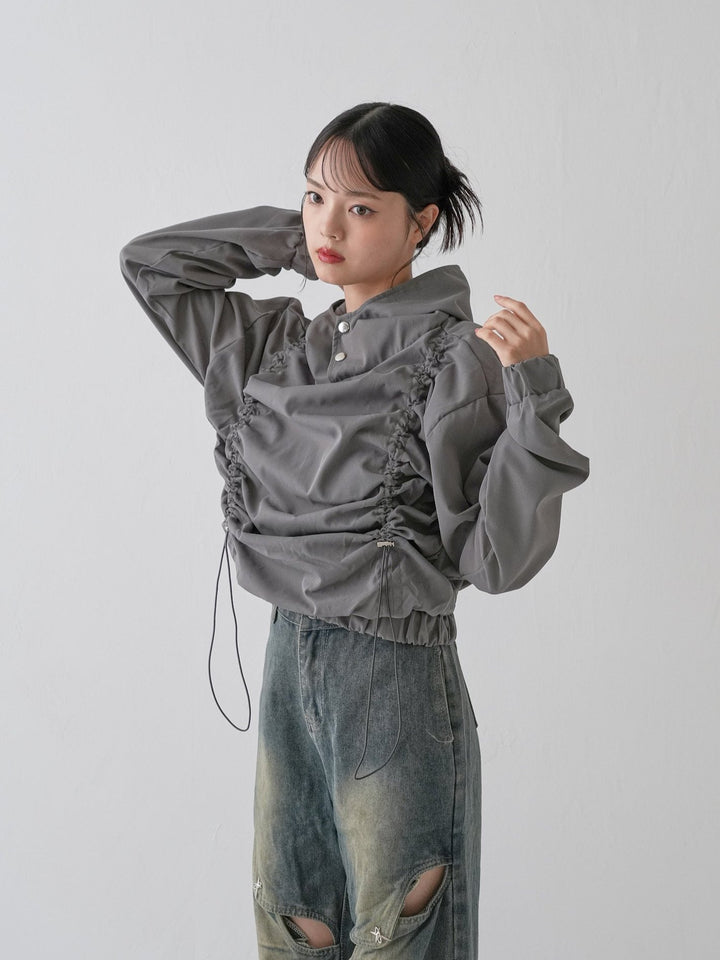 【9月10日発送予定】drawstring gather hoodie