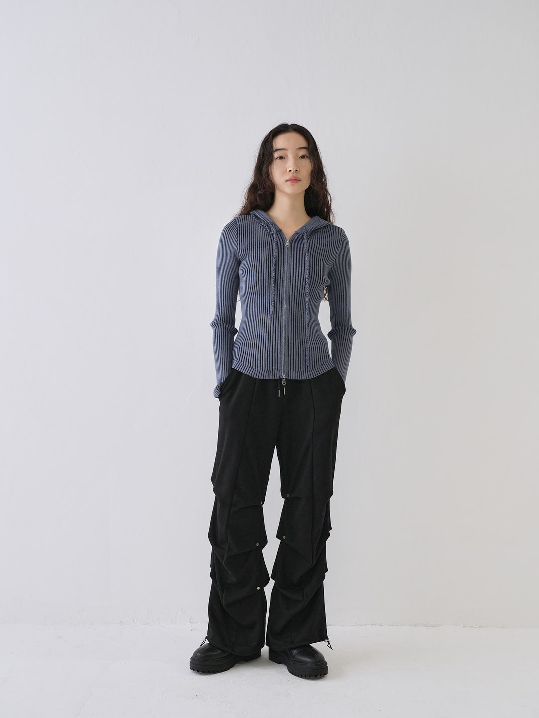 【10月6日発送予定】double zip rib knit