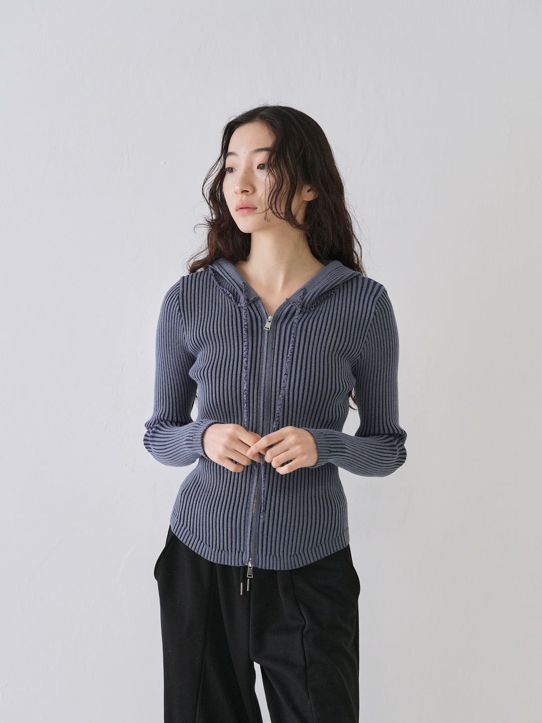 【10月6日発送予定】double zip rib knit