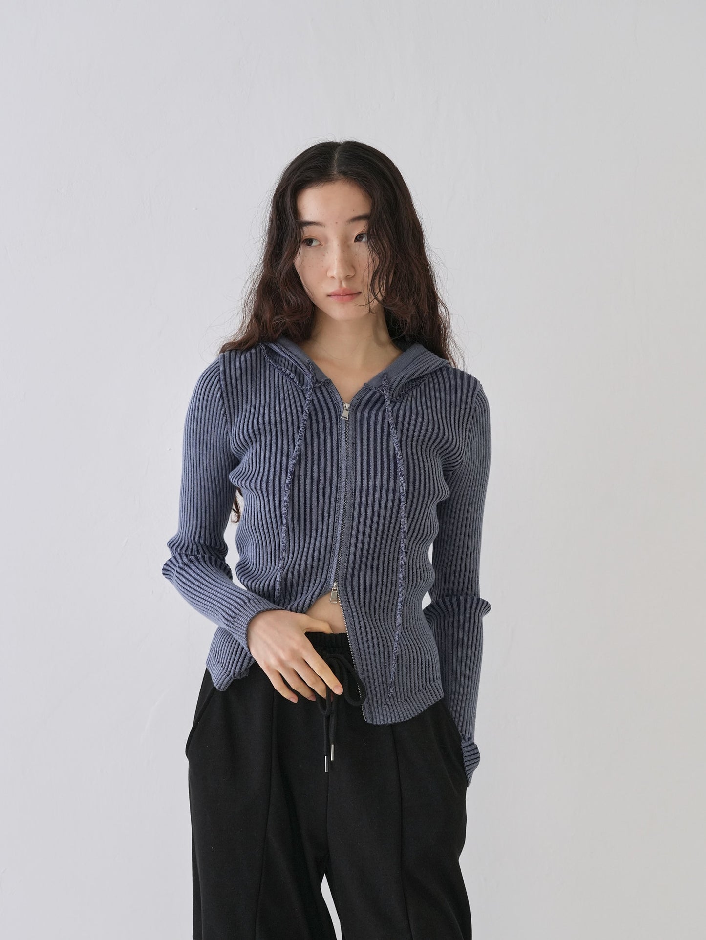 double zip rib knit