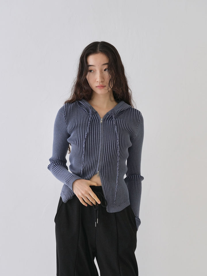 【10月6日発送予定】double zip rib knit