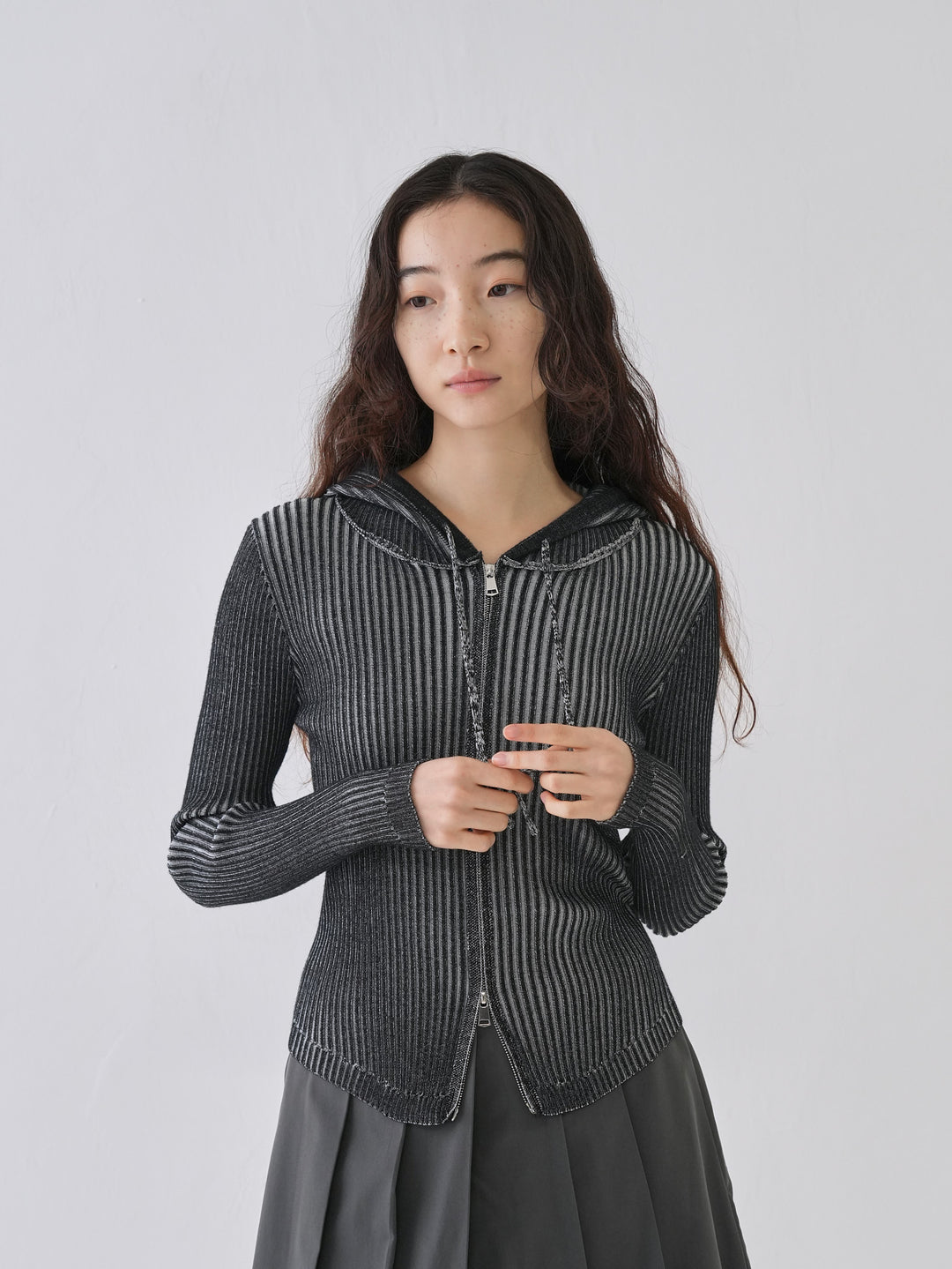 【10月6日発送予定】double zip rib knit