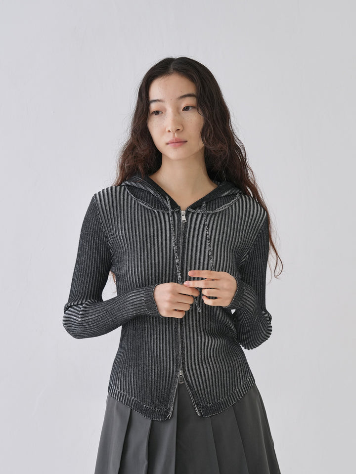 【10月6日発送予定】double zip rib knit
