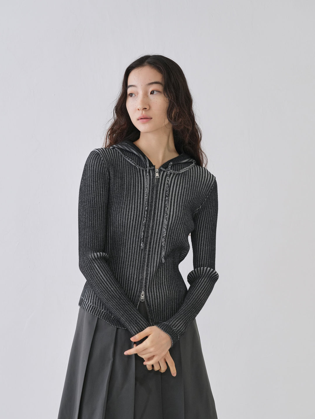 【10月6日発送予定】double zip rib knit