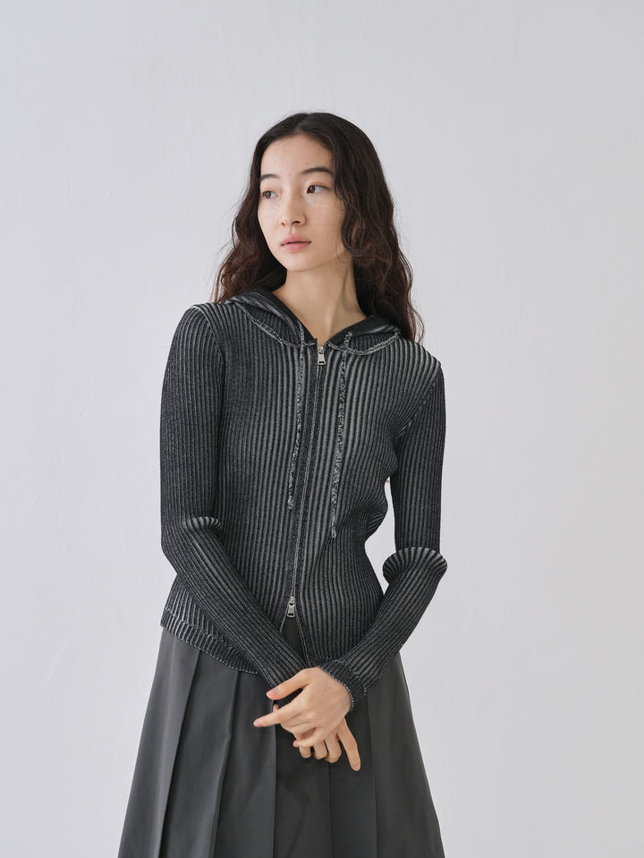 【10月6日発送予定】double zip rib knit
