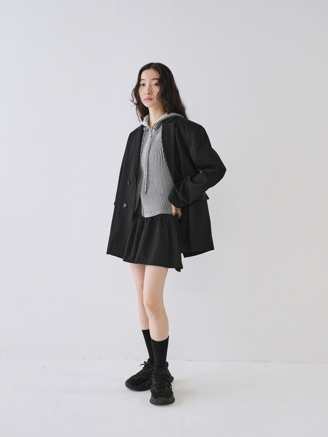 【10月6日発送予定】double zip rib knit