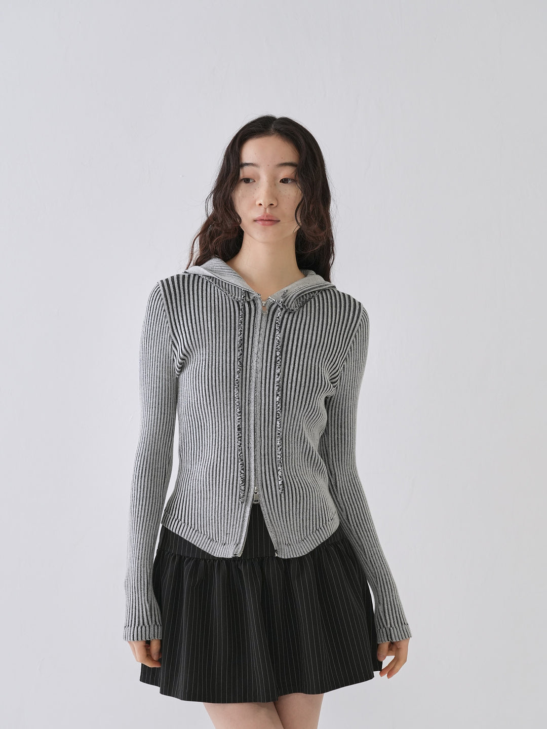 【10月6日発送予定】double zip rib knit