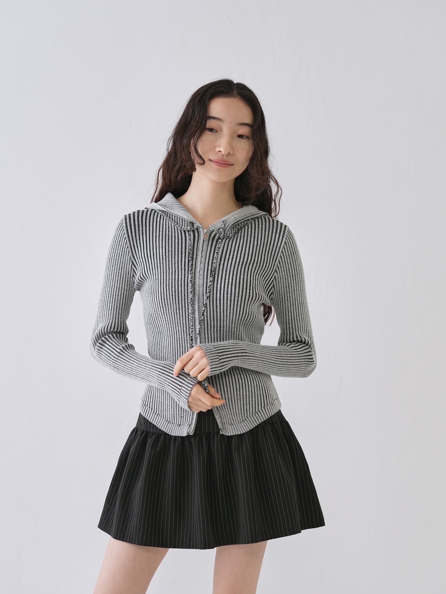 double zip rib knit